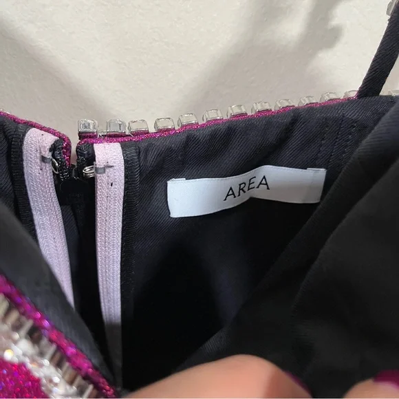 AREA Crystal Trim Sweetheart Dress In Pink size small women’s